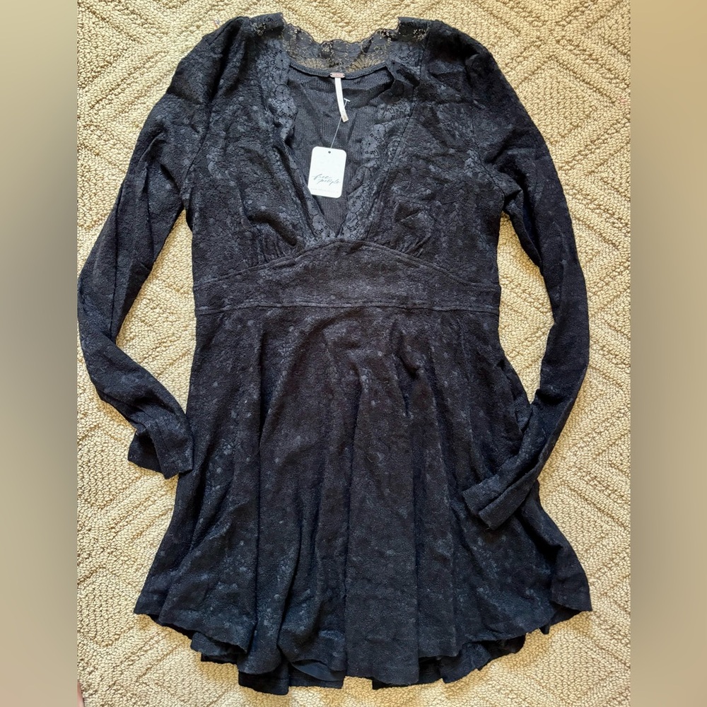 Free People Black Lace Detail Dress